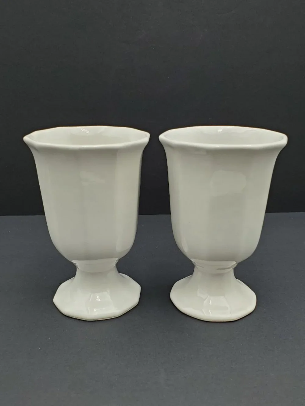 Pfaltzgraff Heritage White Goblets Ice Cream Sundae Dishes Footed Chalices